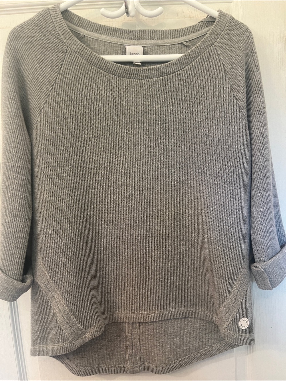 Bench Women's Ribbed Crewneck Sweater in Heather Gray